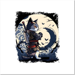 Japanese Cat Samurai Katana Catana - Cat Lover Posters and Art